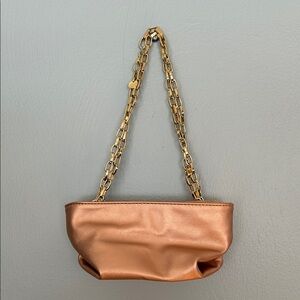 Anthropologie Rose Gold Vegan Mini Bag with Removable Gold Chain NWOT
